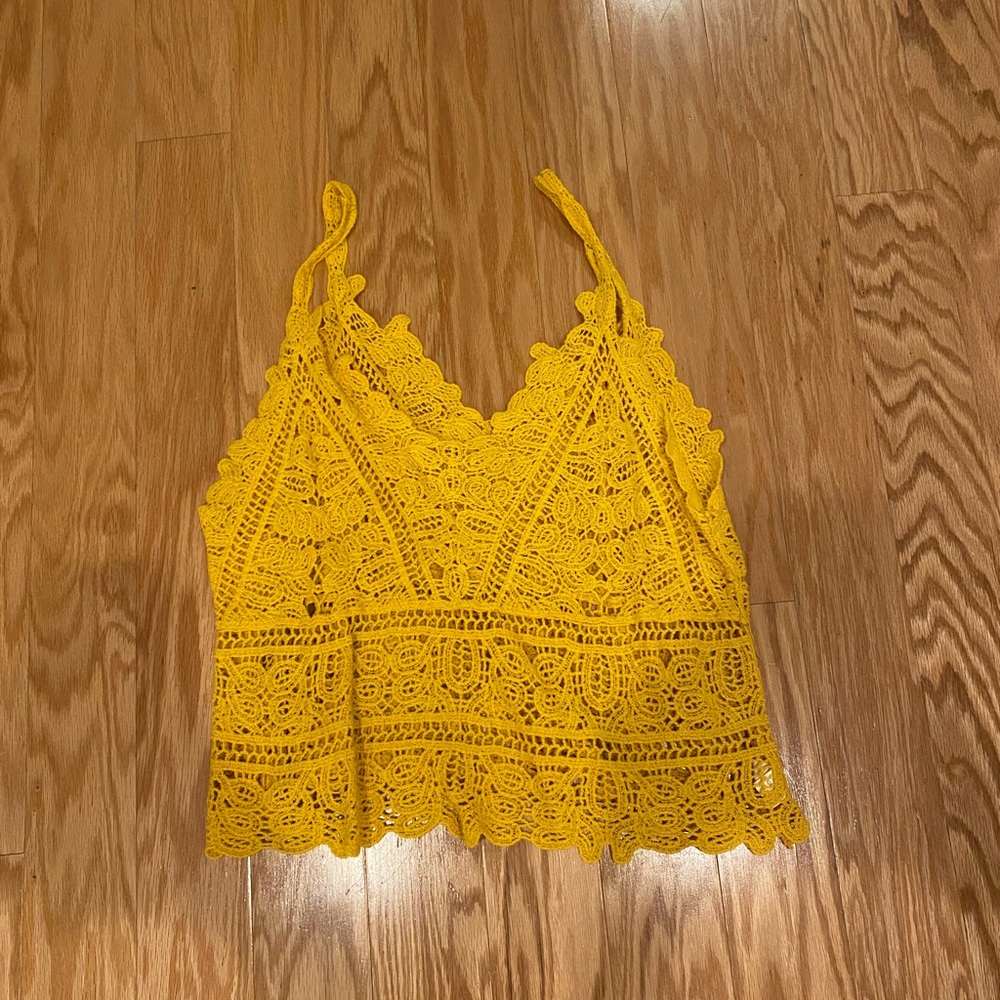 Yellow crochet tank